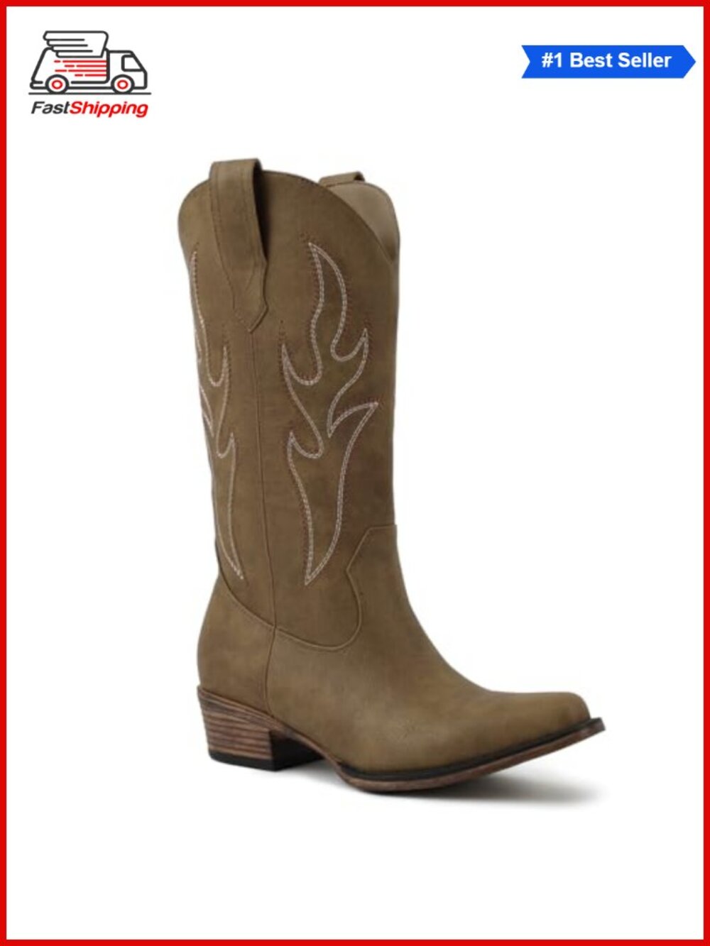 ✨ Western Cowboy Boots for Women Square Toe Wide Calf Pointed Toe Mid Calf